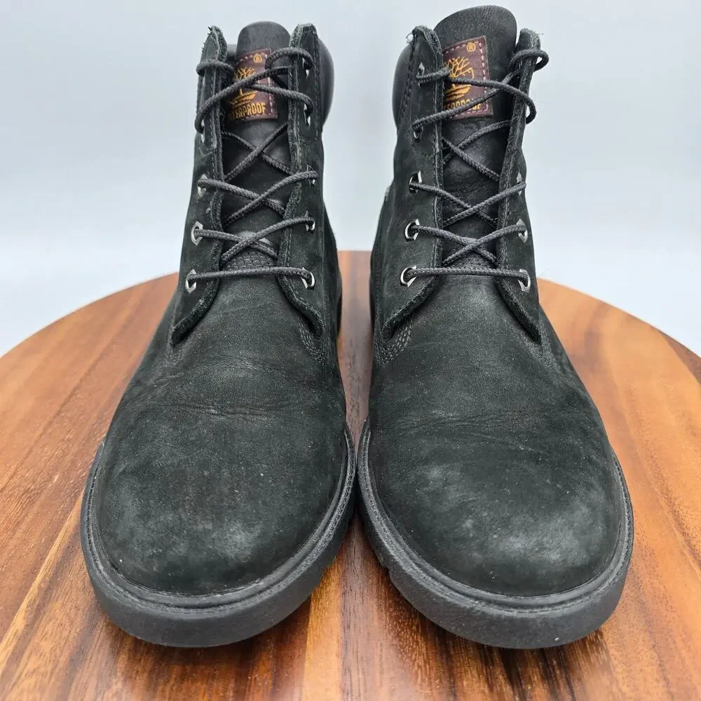Timberland Boots Youth Boys 7 Black Leather Waterproof Lace Up Outdoor Combat